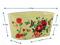 COPPER AART Light Yellow printed Rectangle Hanging Metal Pot Holder With Detachable Double Hooks Set of 5 - Free Size, Light Yellow, Metal, Set of 5, Rectangle